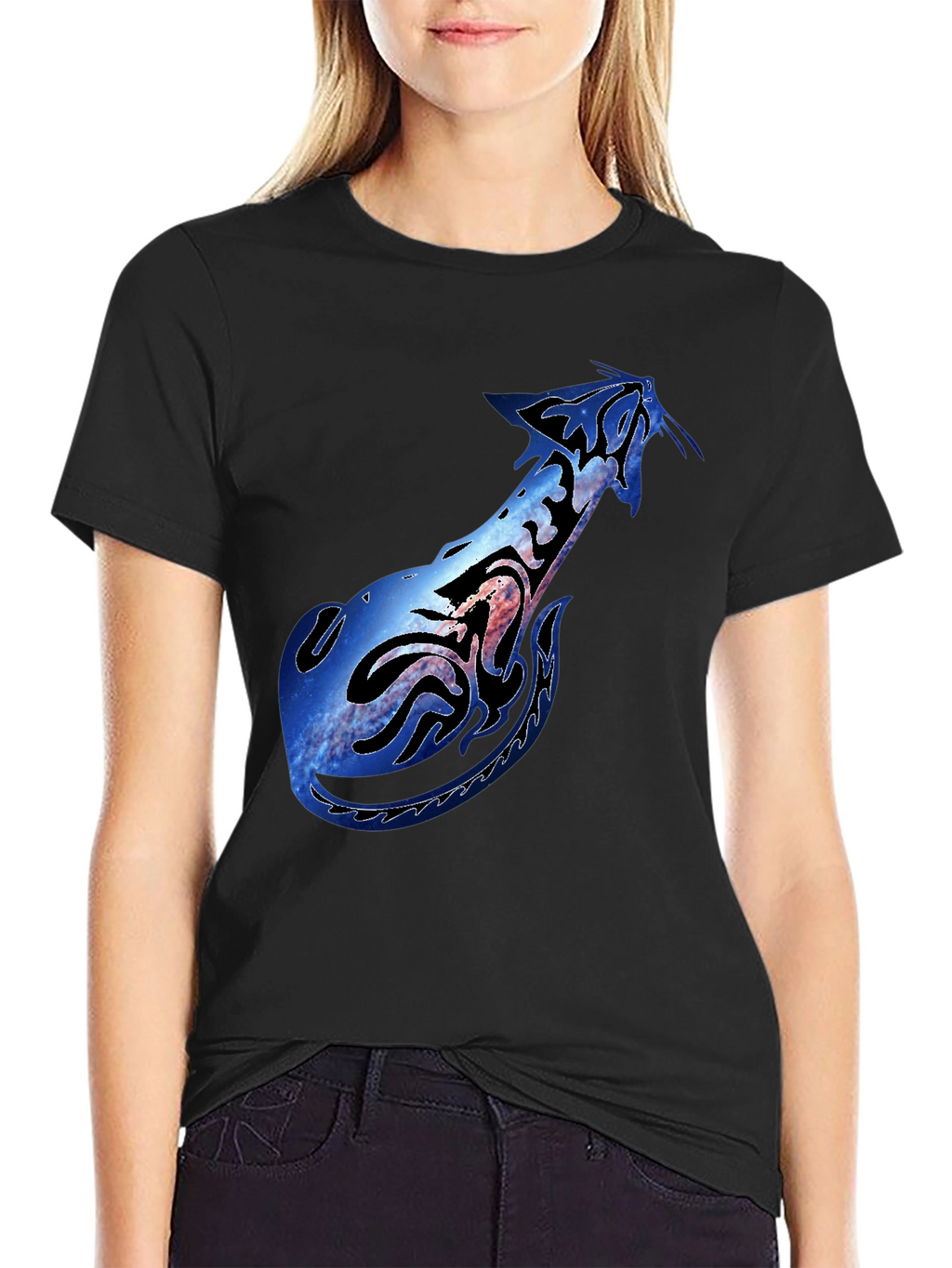 Galaxy Stingray Graphic Black T-Shirt