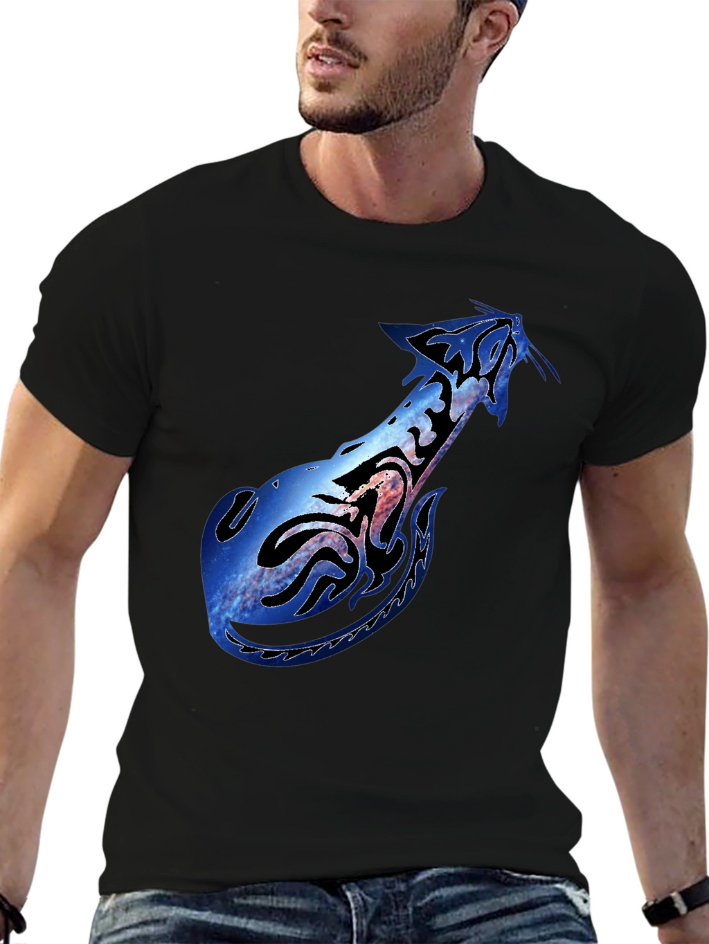 Galaxy Stingray Graphic Black T-Shirt