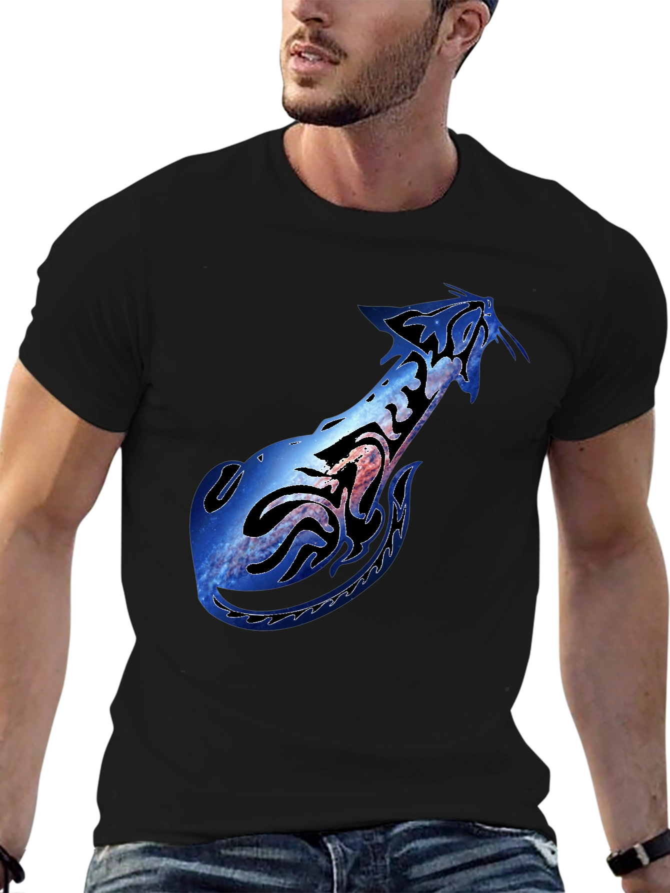 Galaxy Stingray Graphic Black T-Shirt