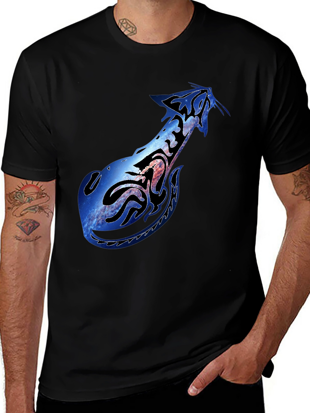 Galaxy Stingray Graphic Black T-Shirt