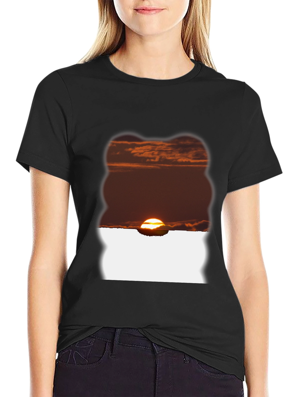 Sunset Graphic Tee - Black Casual T-Shirt