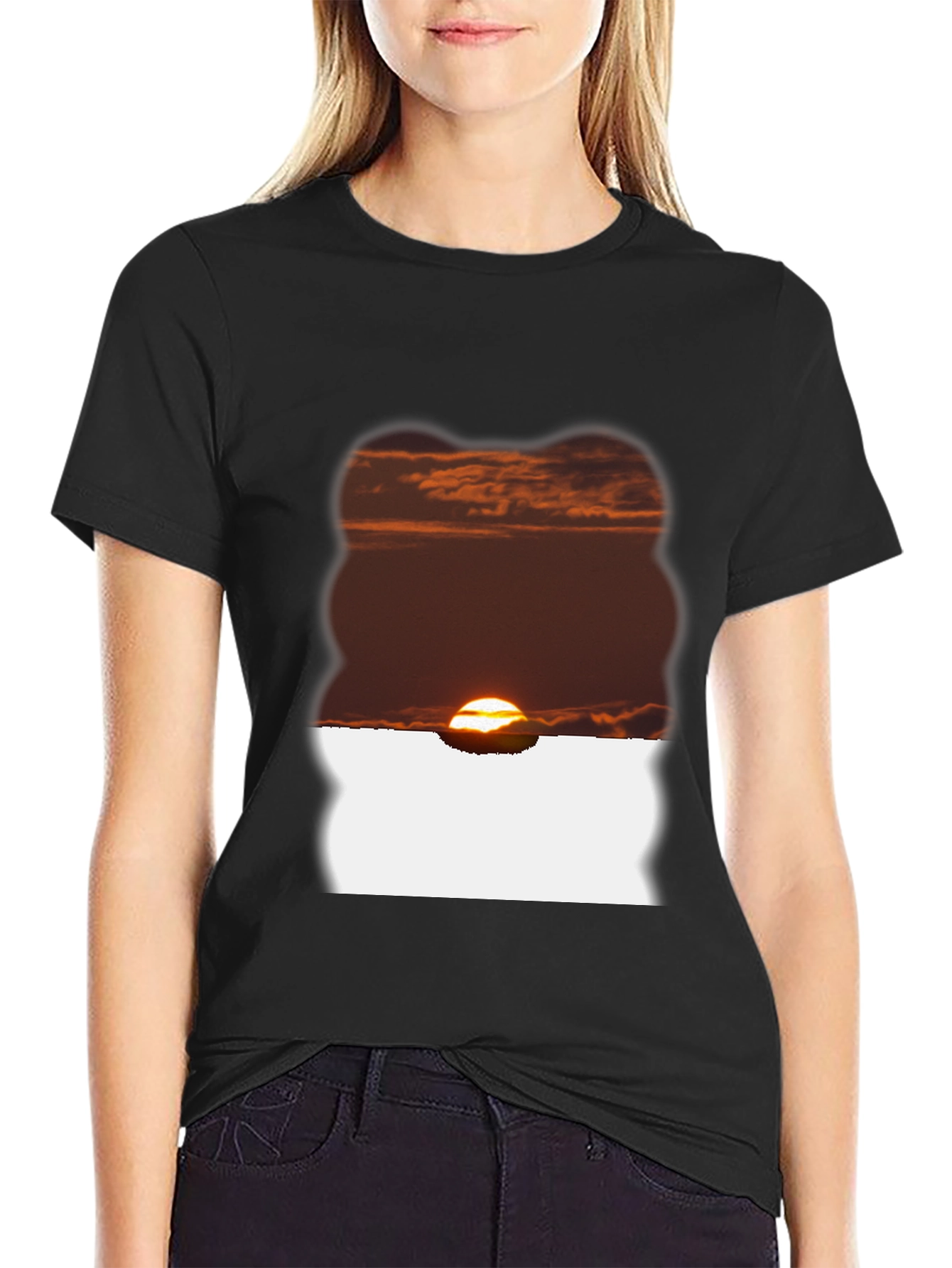 Sunset Graphic Tee - Black Casual T-Shirt