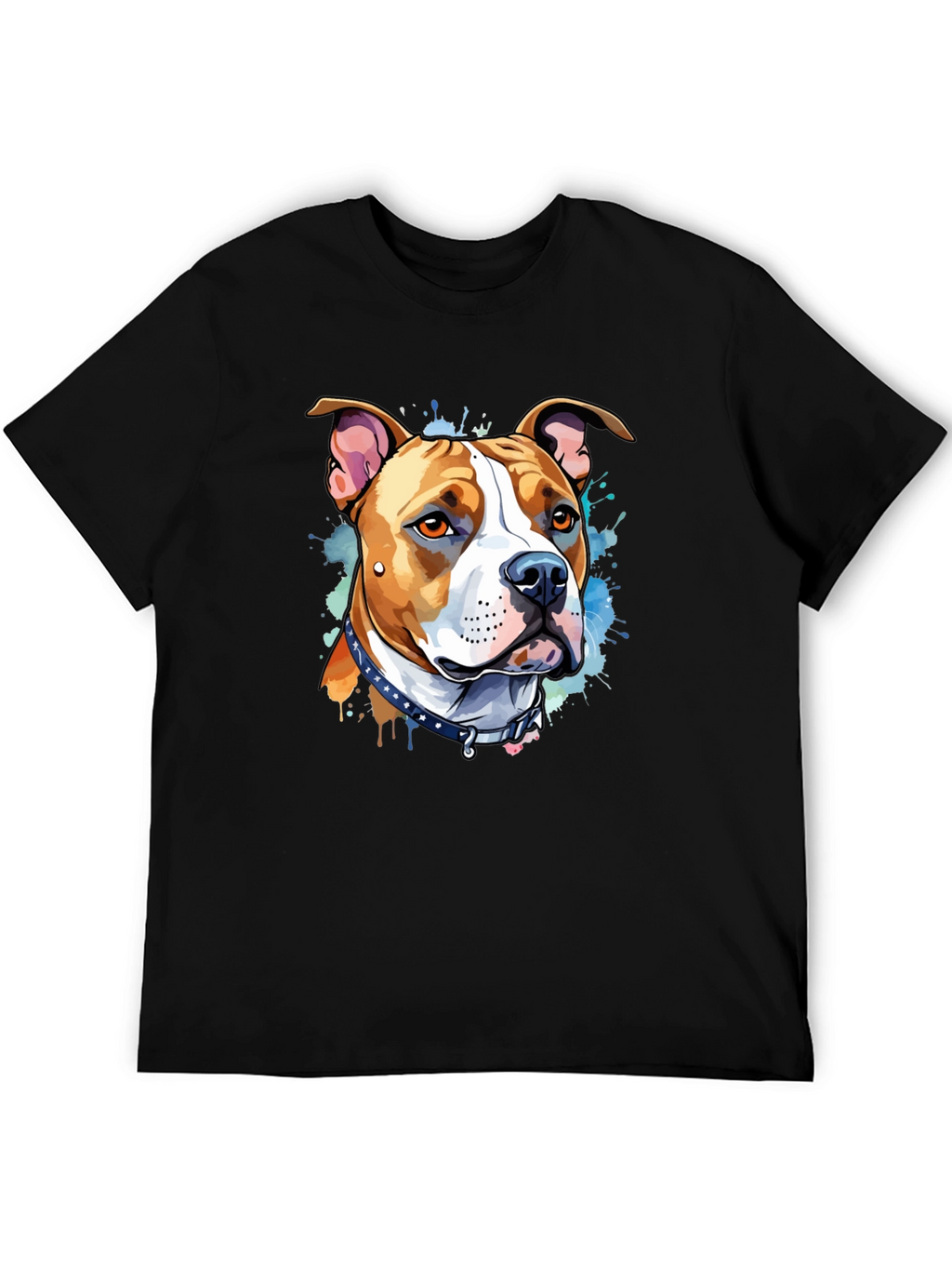 Pitbull Dog Art Black T-Shirt