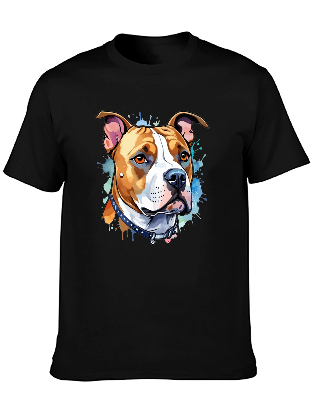Pitbull Dog Art Black T-Shirt