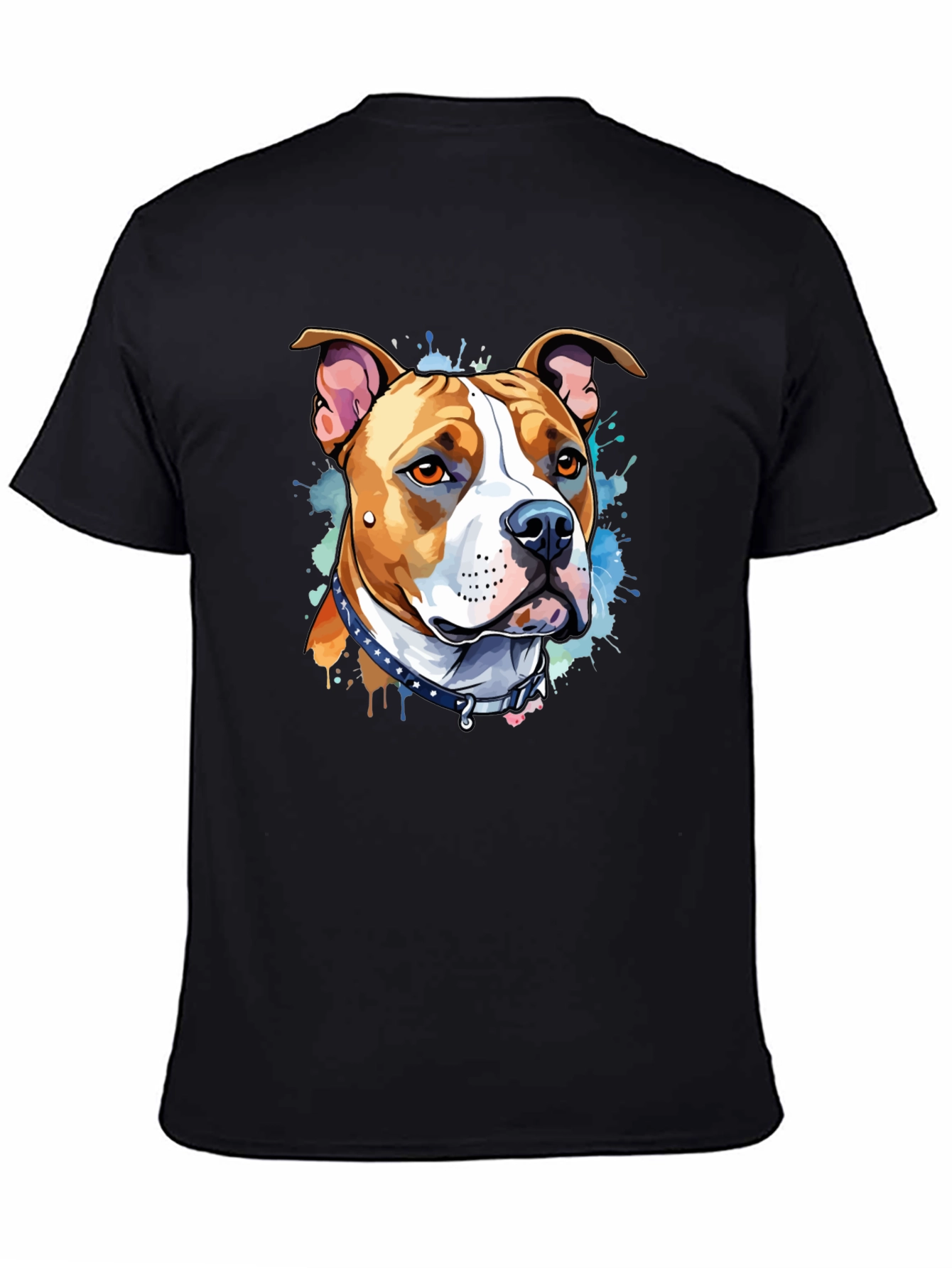 Pitbull Dog Art Black T-Shirt