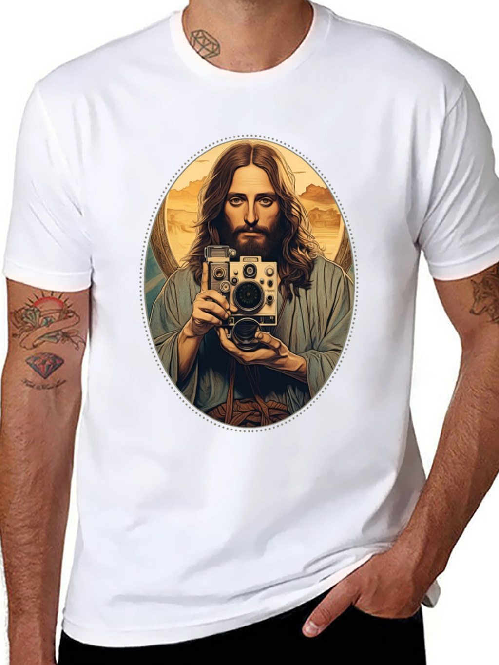 Jesus Taking Selfie T-Shirt - Black