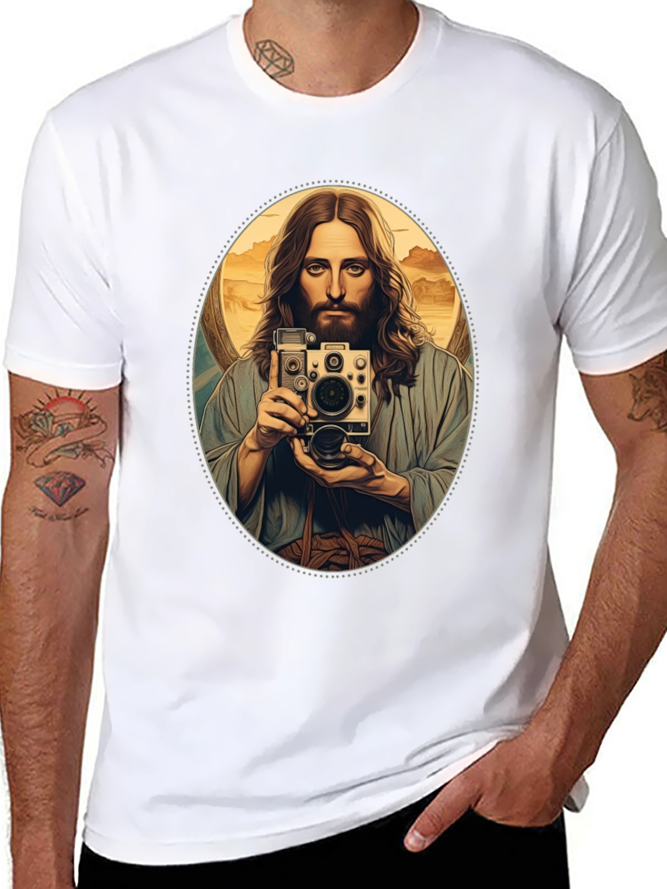 Jesus Taking Selfie T-Shirt - Black