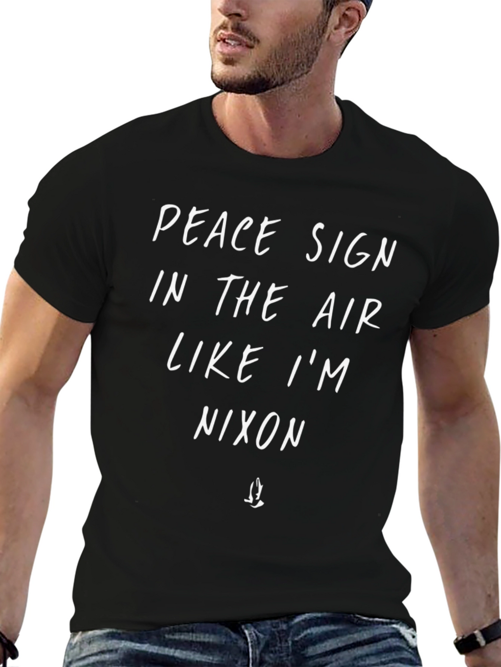 Peace Sign in the Air Graphic Tee - Black