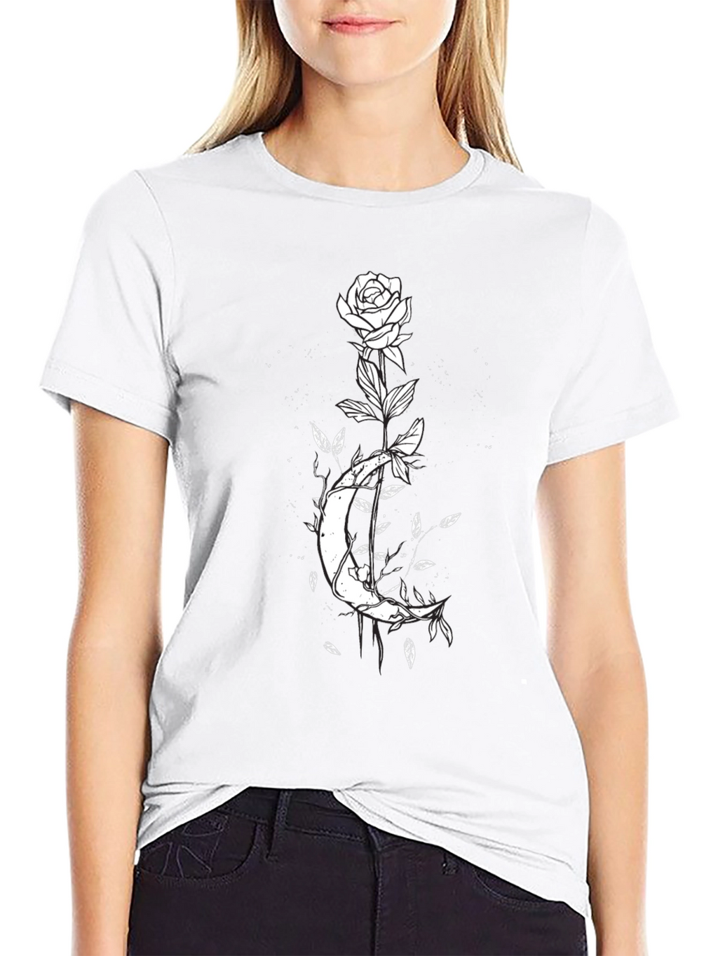 Moon Rose Graphic T-Shirt - Black