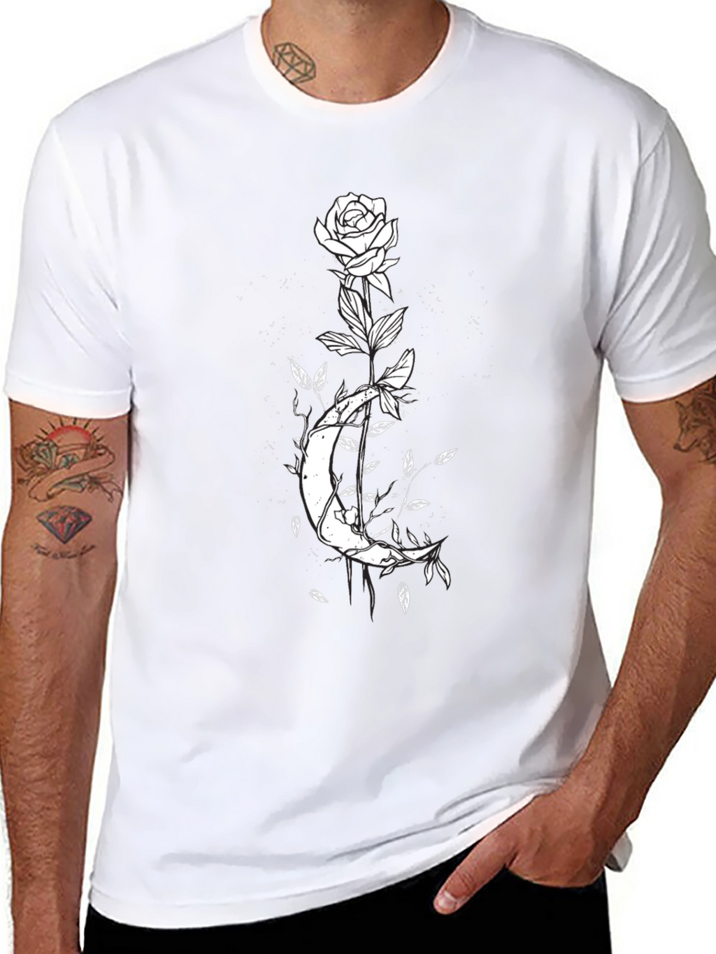 Moon Rose Graphic T-Shirt - Black