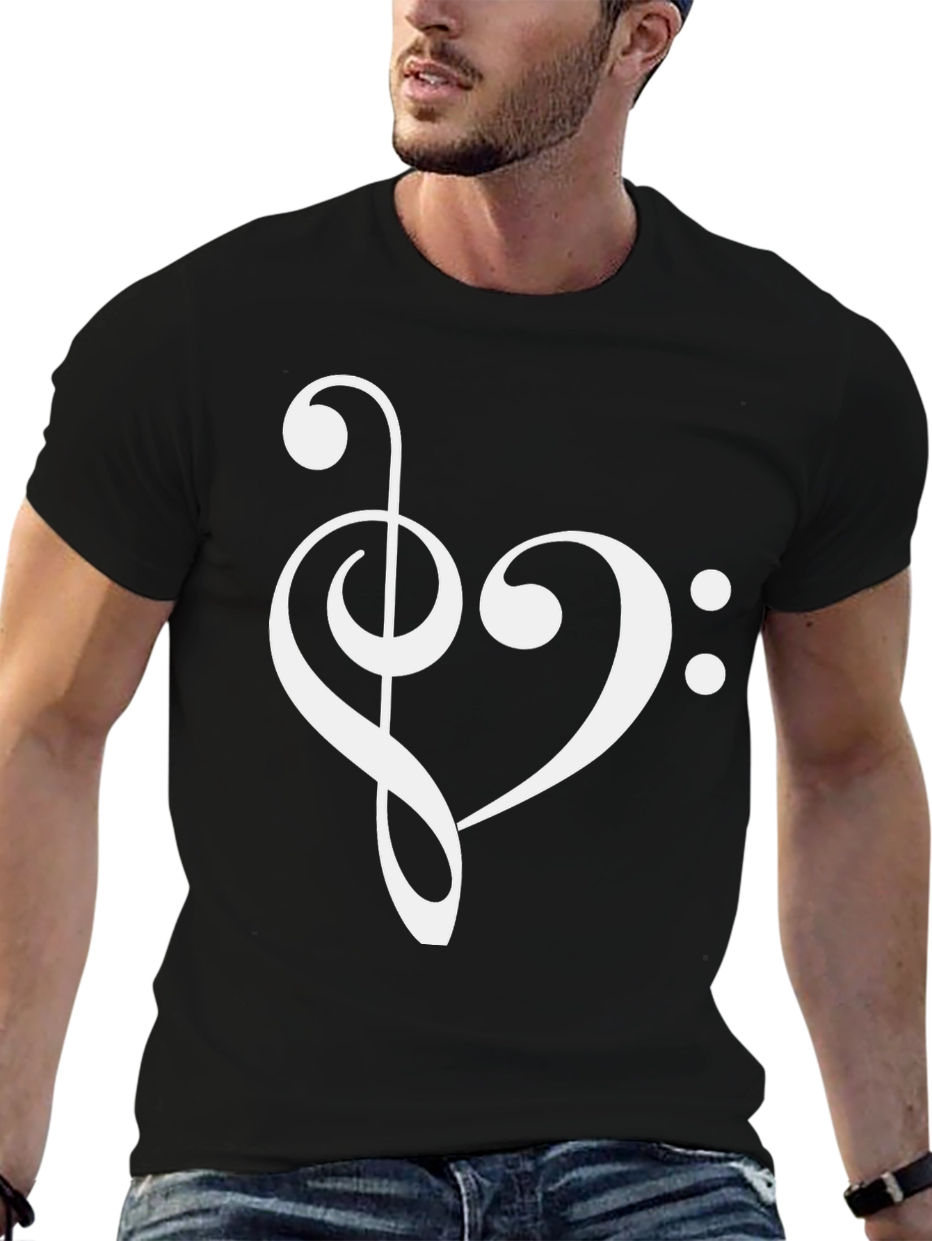 Musical Heart T-Shirt - Treble & Bass Clef Love