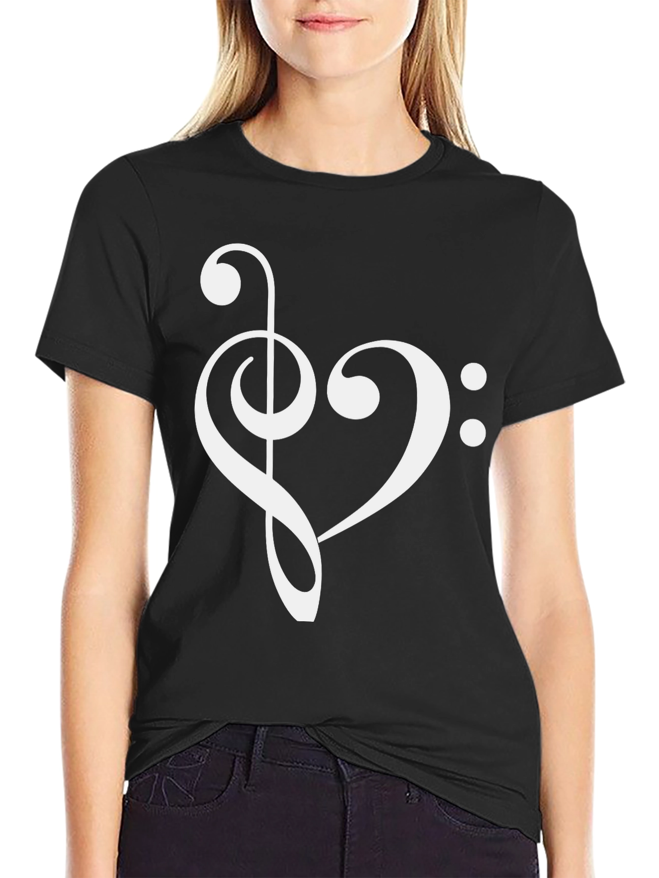 Musical Heart T-Shirt - Treble & Bass Clef Love