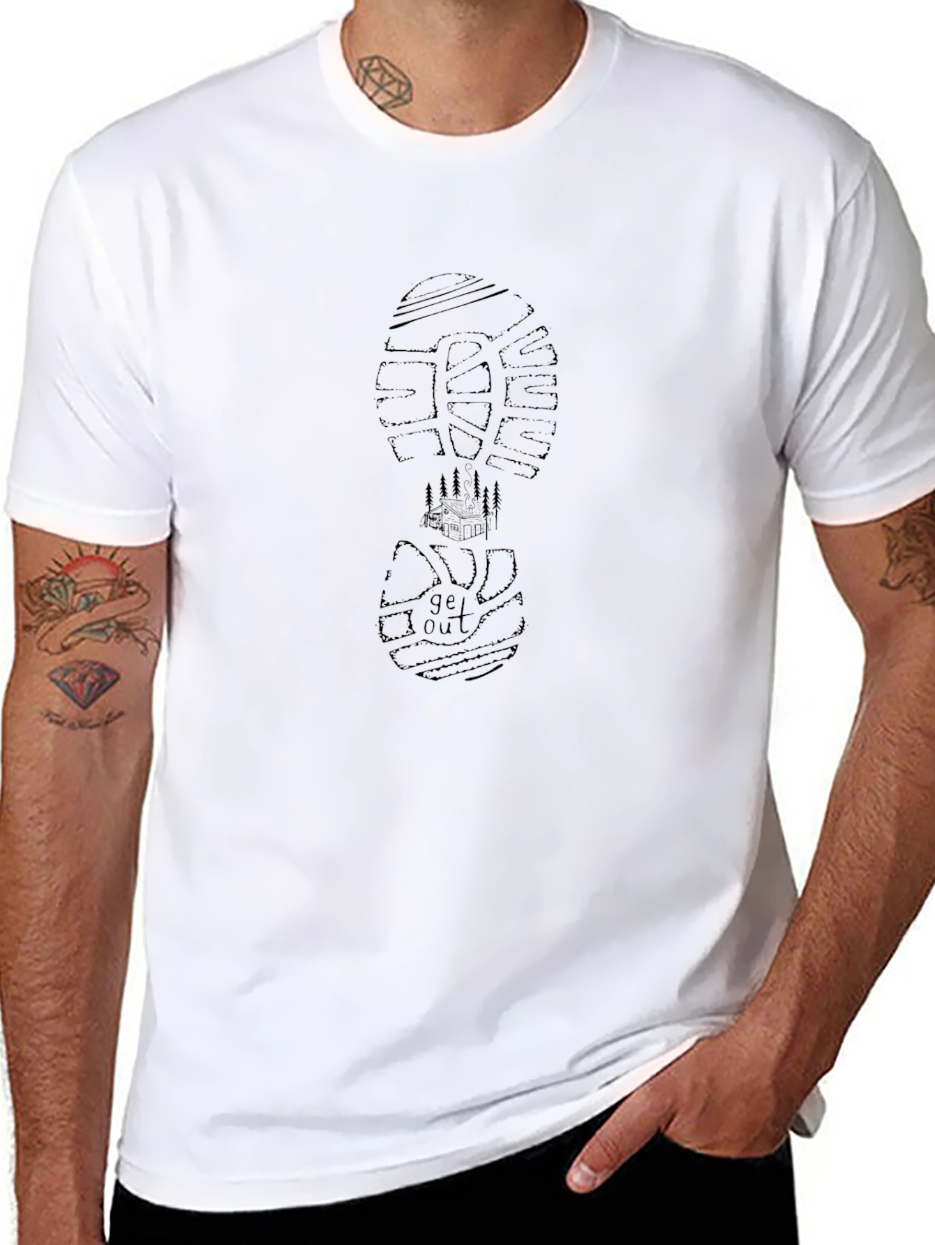 Get Out Graphic Print Black T-Shirt