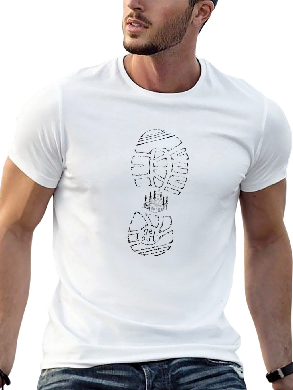 Get Out Graphic Print Black T-Shirt