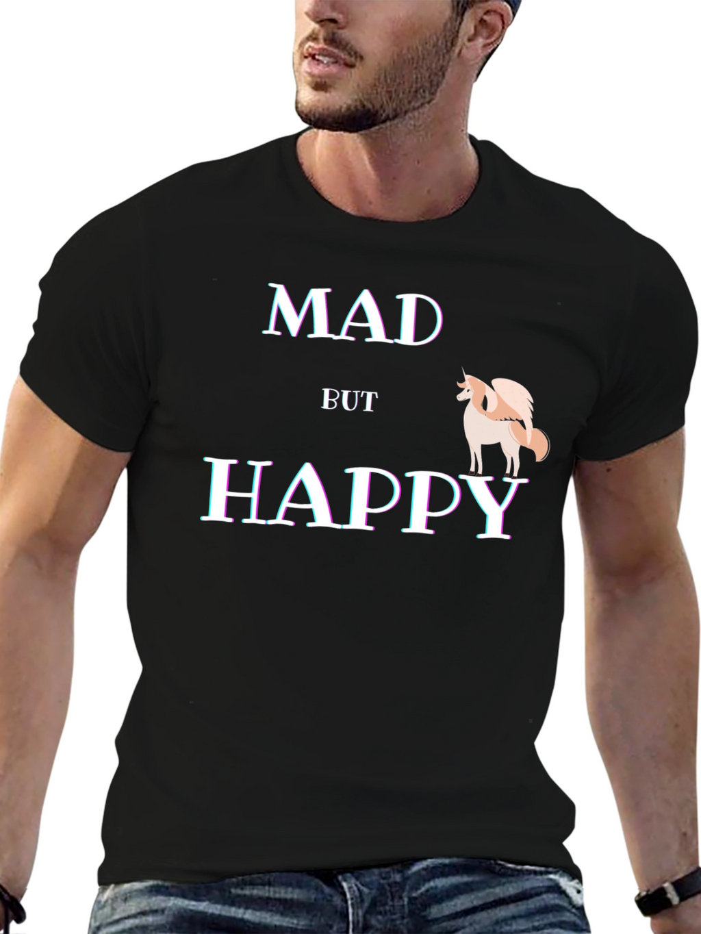 Mad But Happy T-Shirt - Quirky Graphic Tee