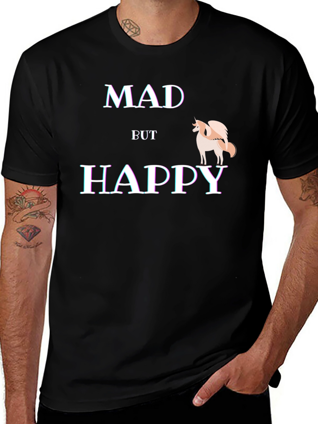 Mad But Happy T-Shirt - Quirky Graphic Tee
