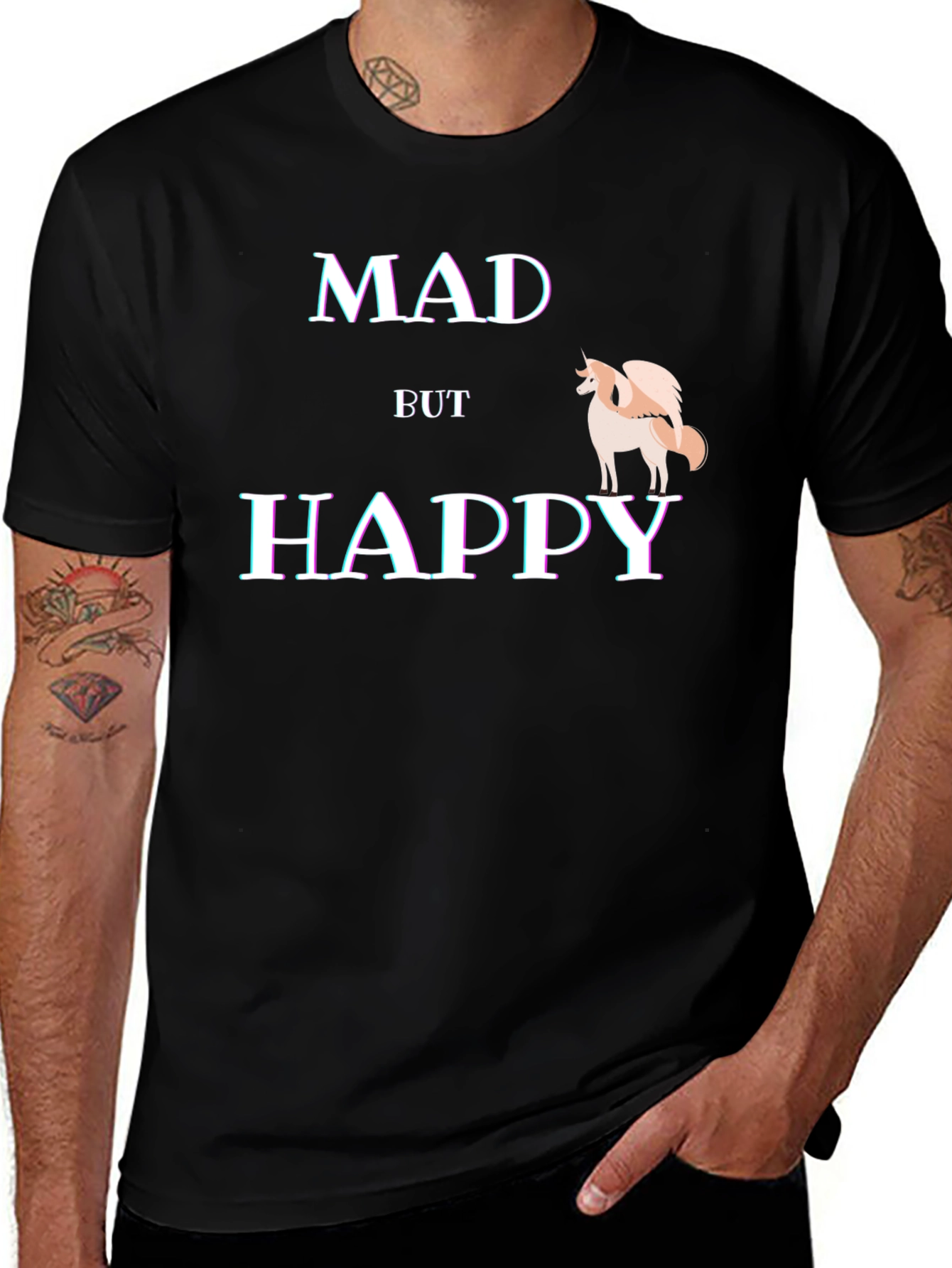 Mad But Happy T-Shirt - Quirky Graphic Tee