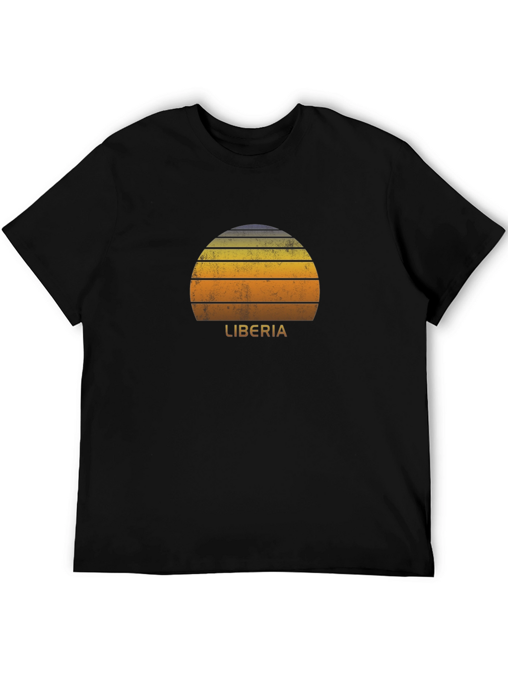 Retro Liberia Sunset Graphic Tee - Black
