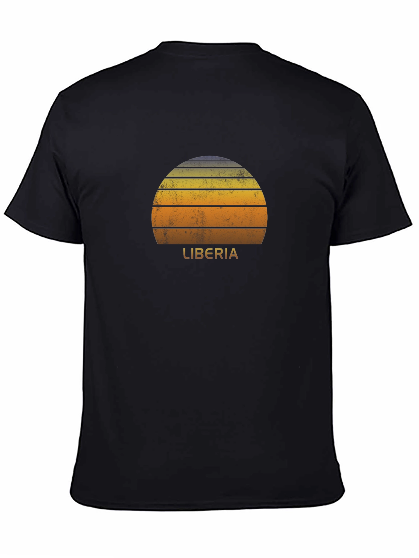 Retro Liberia Sunset Graphic Tee - Black