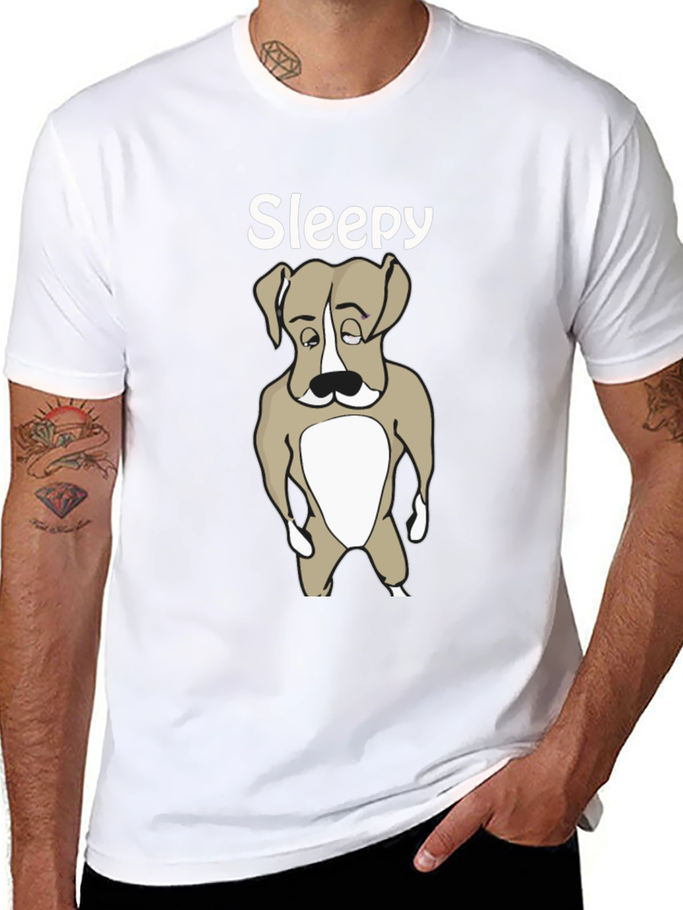 Sleepy Dog T-Shirt - Cute Animal Graphic Tee