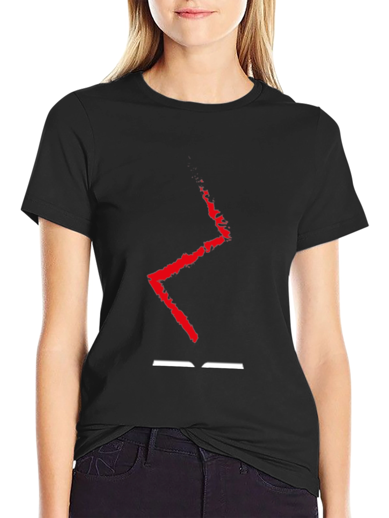Abstract Red Lightning Black T-Shirt