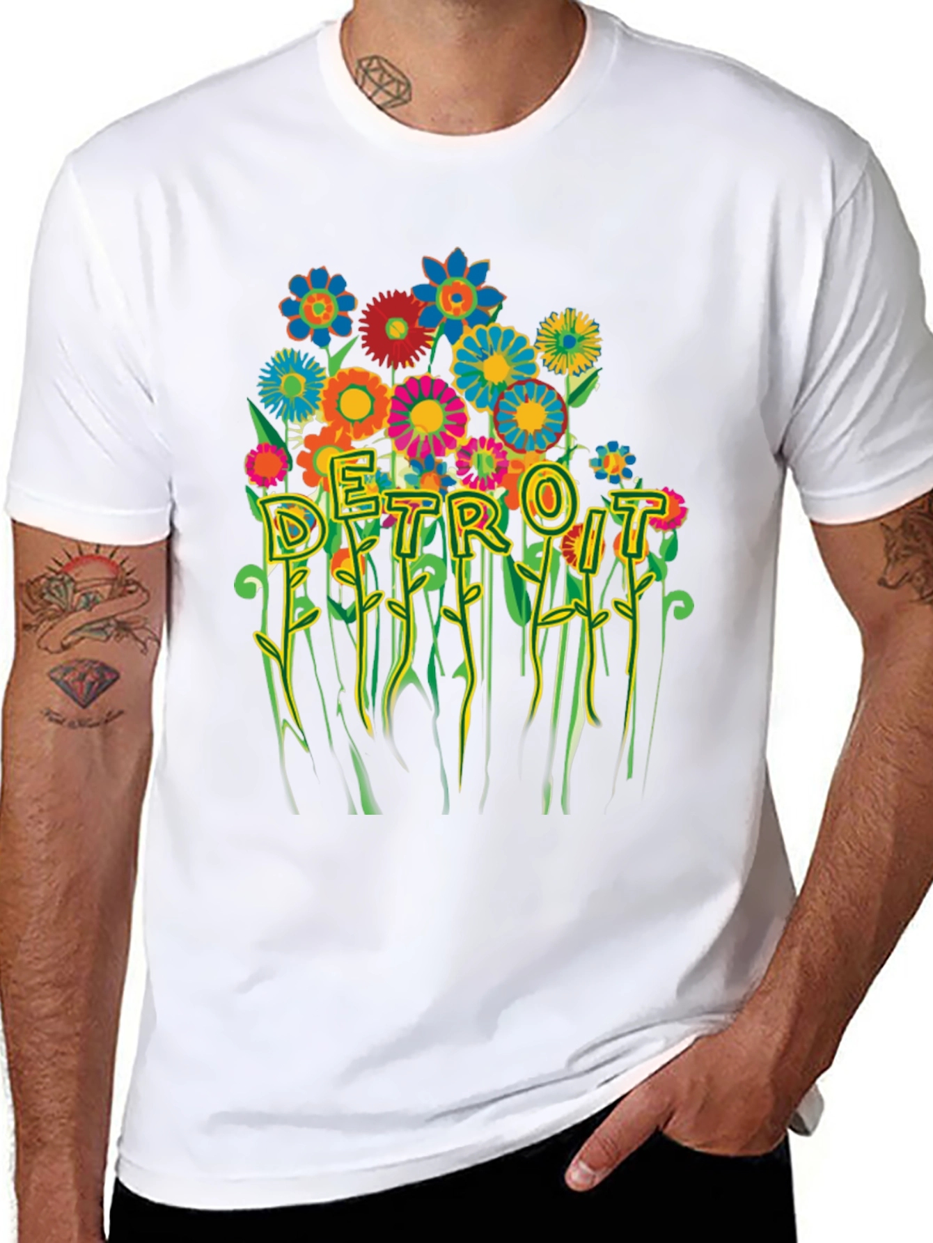 Detroit Floral Graphic Tee - Trendy City Pride