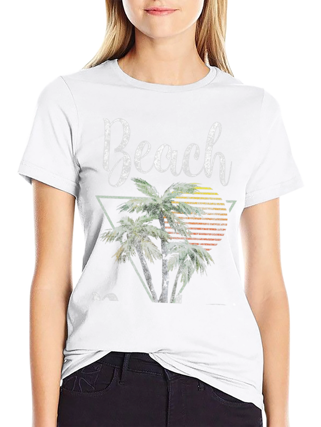 Retro Beach T-Shirt - Palm Tree Sunset