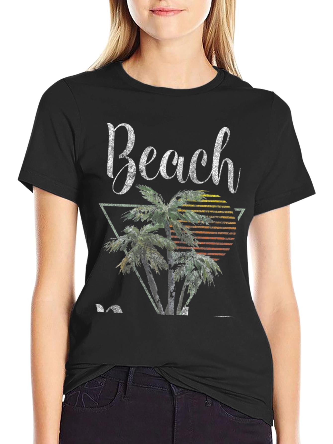 Retro Beach T-Shirt - Palm Tree Sunset