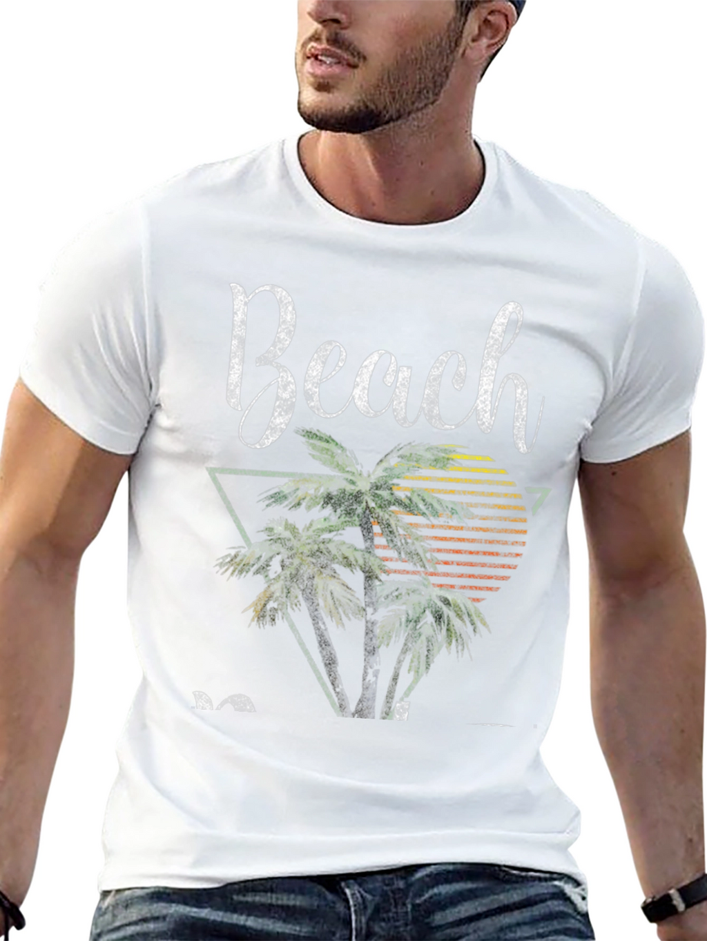 Retro Beach T-Shirt - Palm Tree Sunset