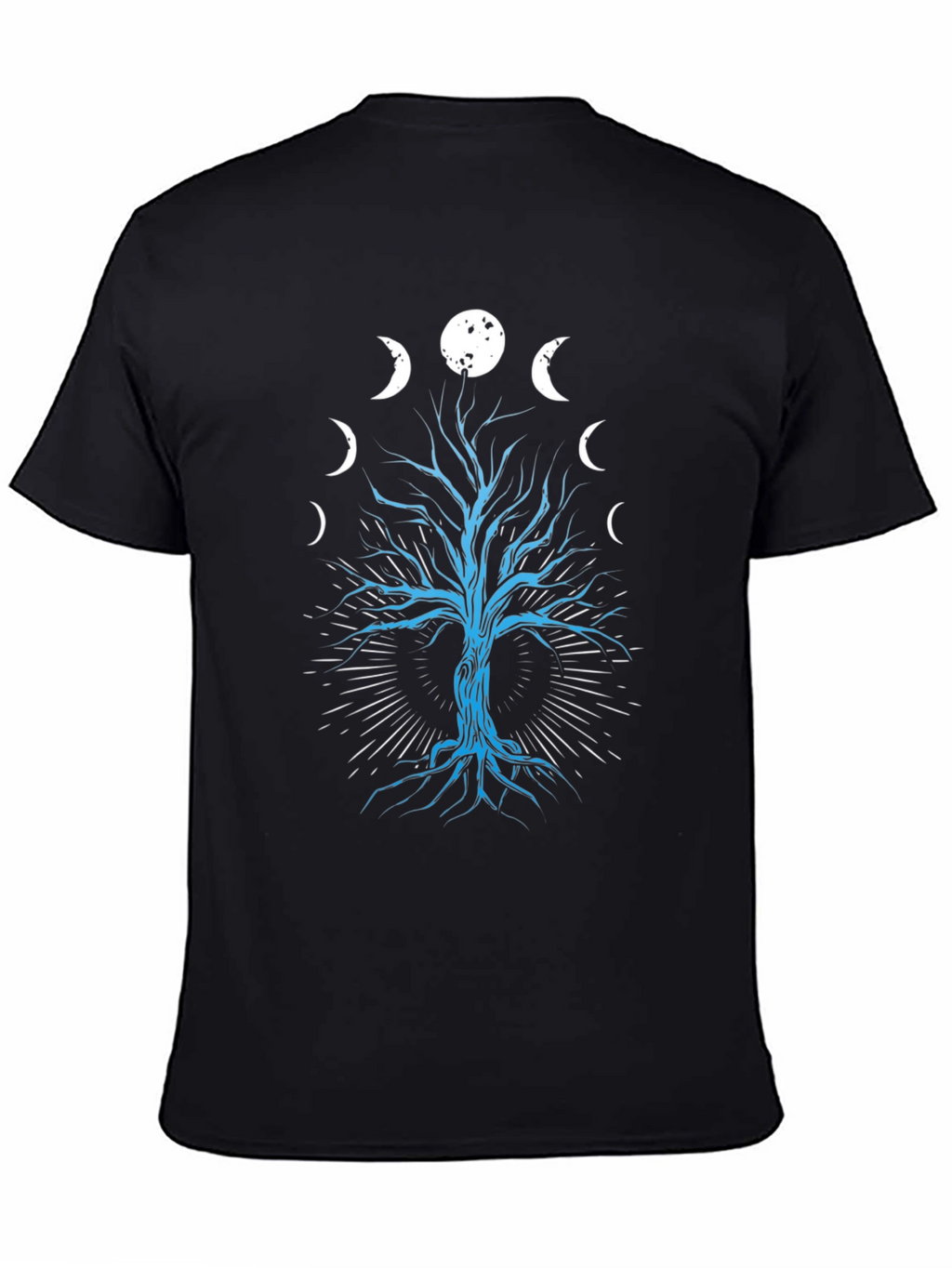 Phases of the Moon Tree Graphic Tee - Black
