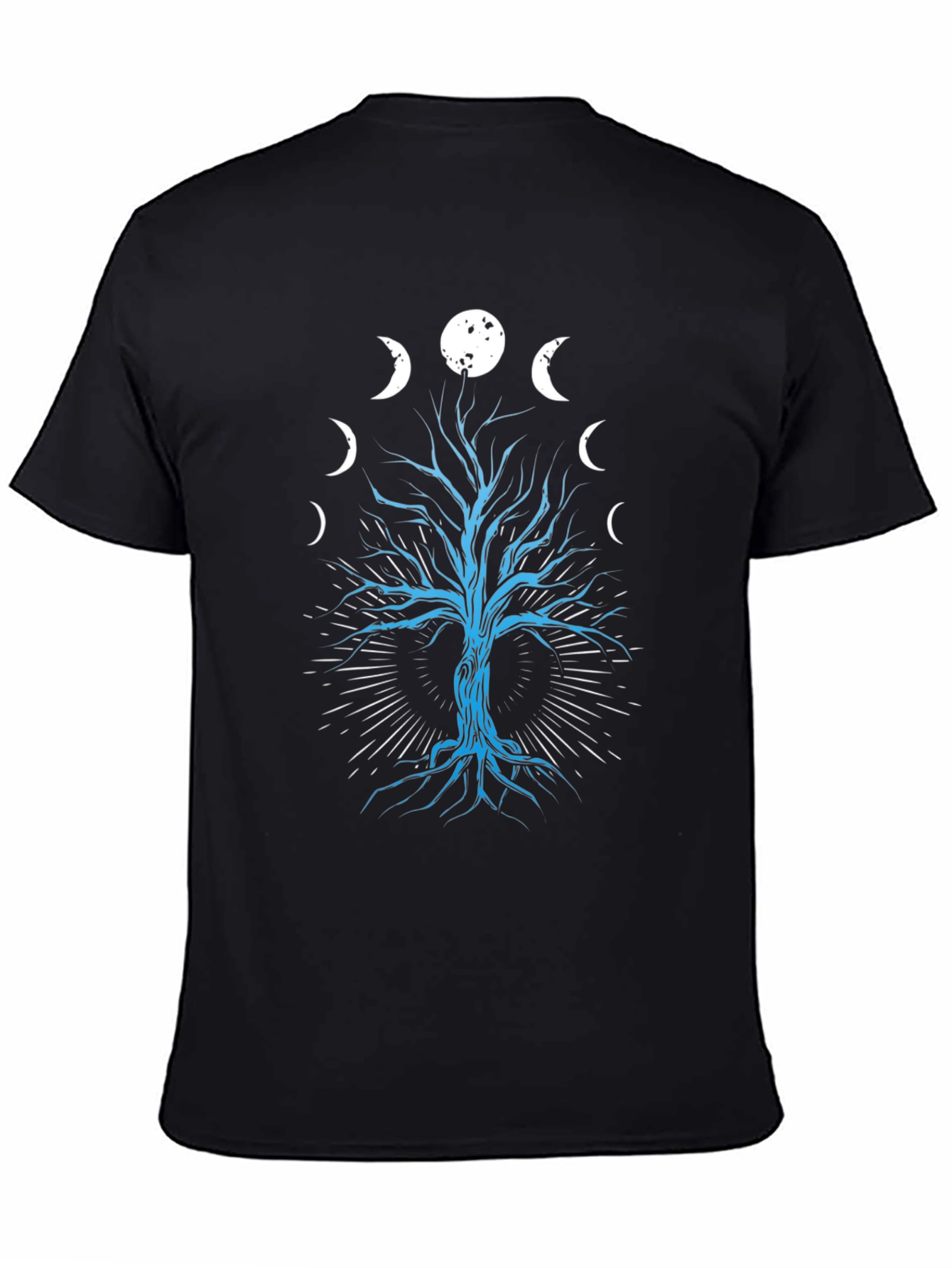 Phases of the Moon Tree Graphic Tee - Black