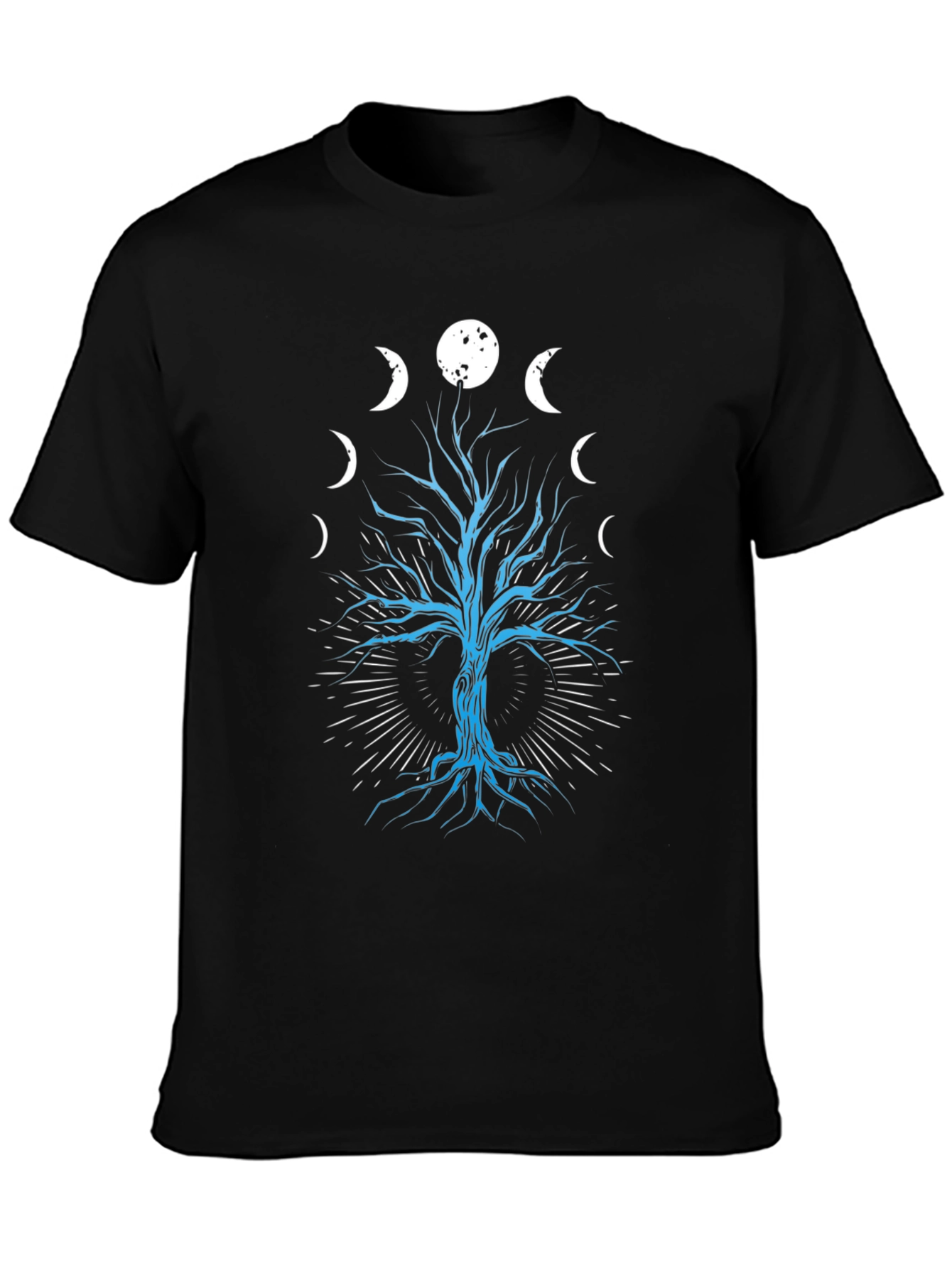 Phases of the Moon Tree Graphic Tee - Black