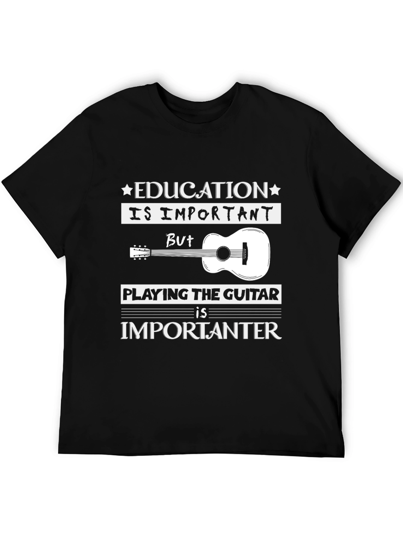 Education vs Guitar T-Shirt: Musicians Tee