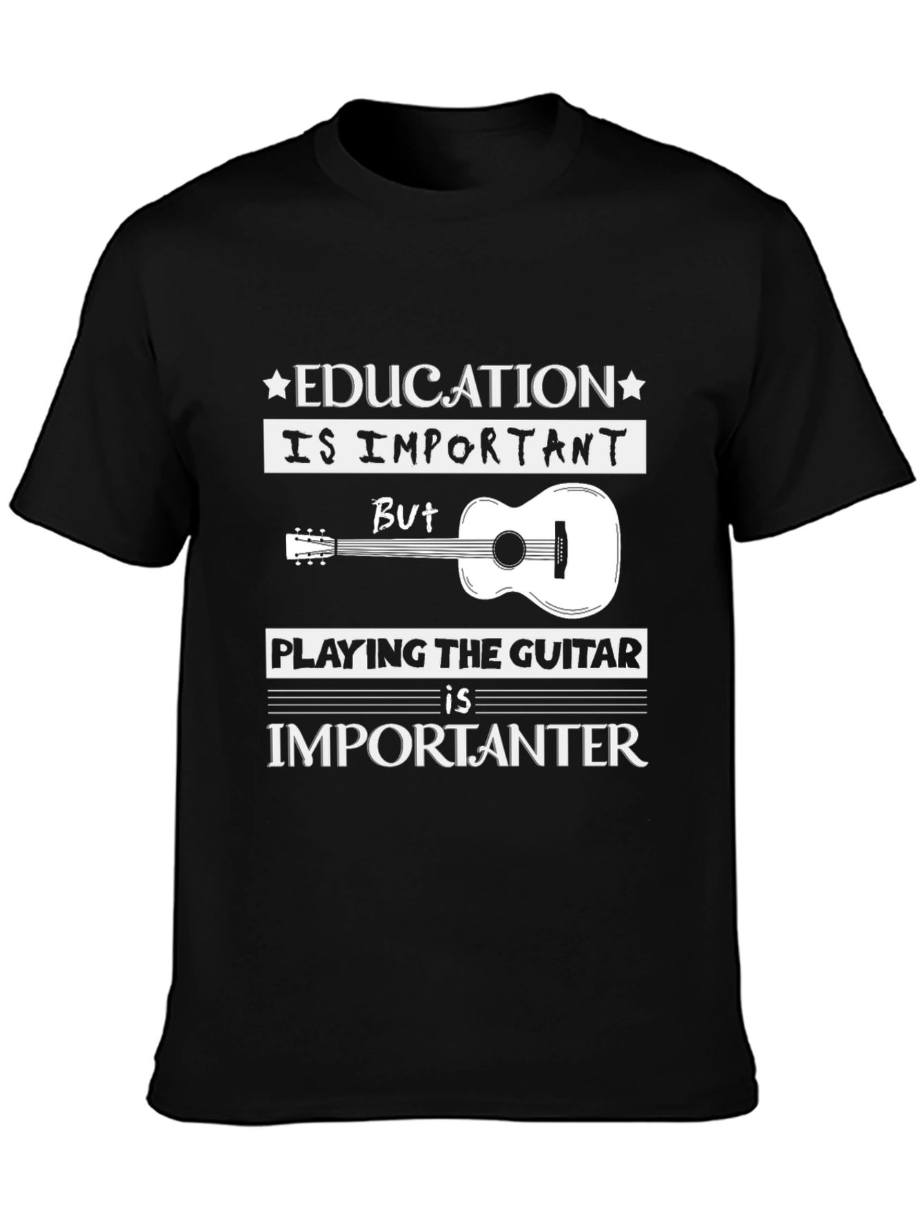 Education vs Guitar T-Shirt: Musicians Tee