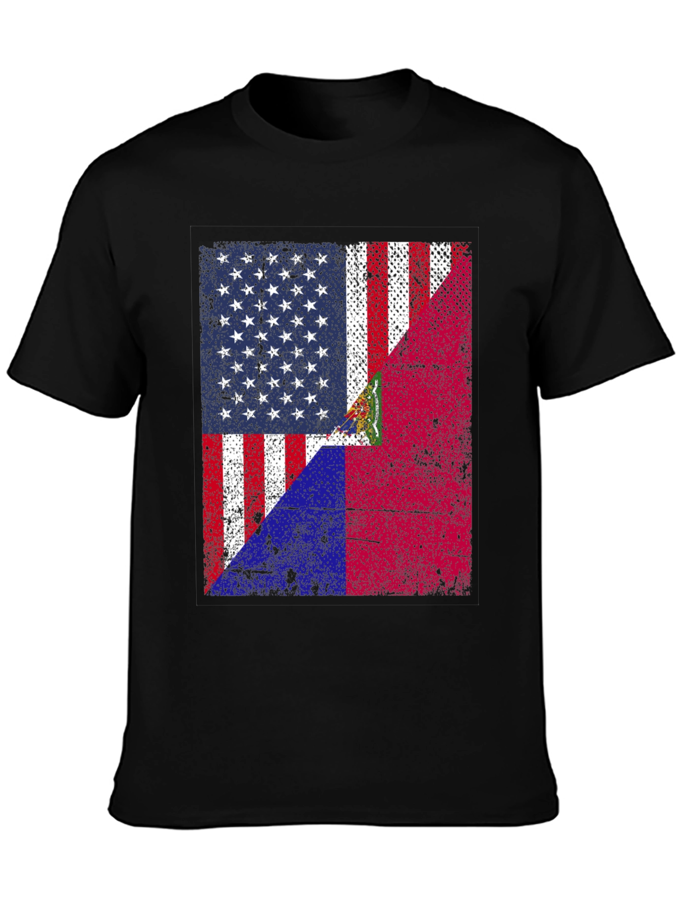 US & Haiti Flag T-Shirt - Dual Heritage Pride
