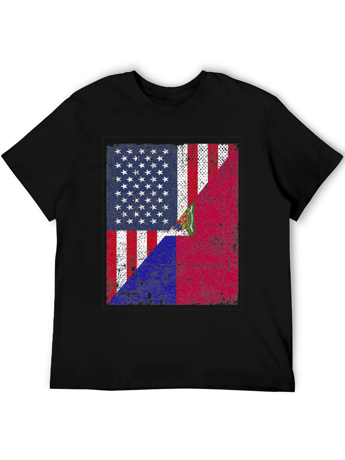 US & Haiti Flag T-Shirt - Dual Heritage Pride