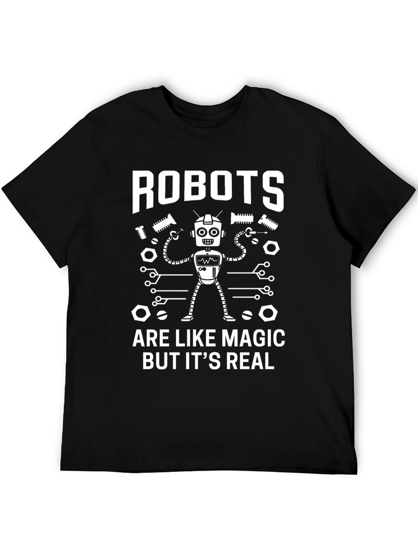 Robots are Like Magic T-Shirt - Black Cotton Blend Tee