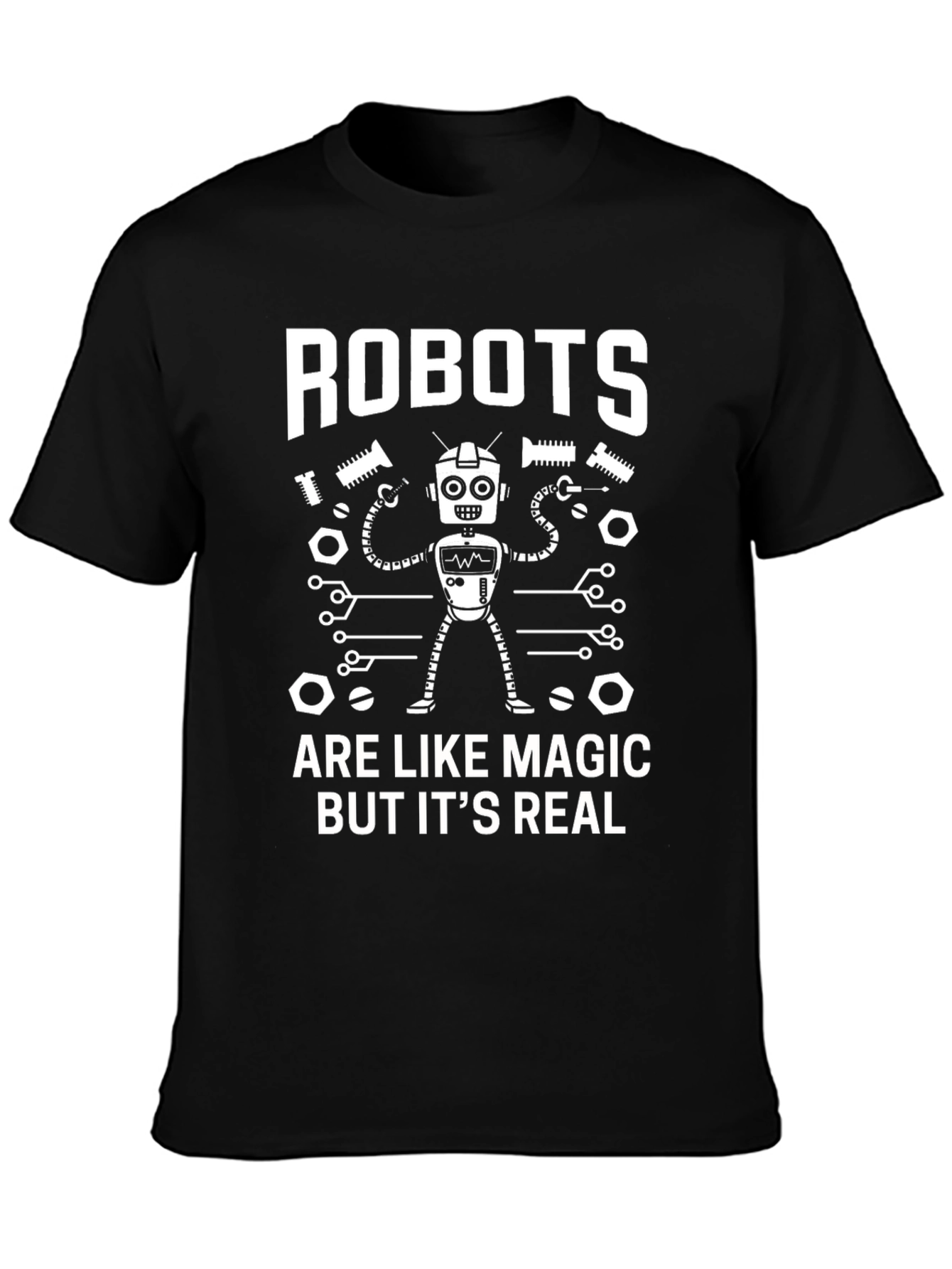 Robots are Like Magic T-Shirt - Black Cotton Blend Tee
