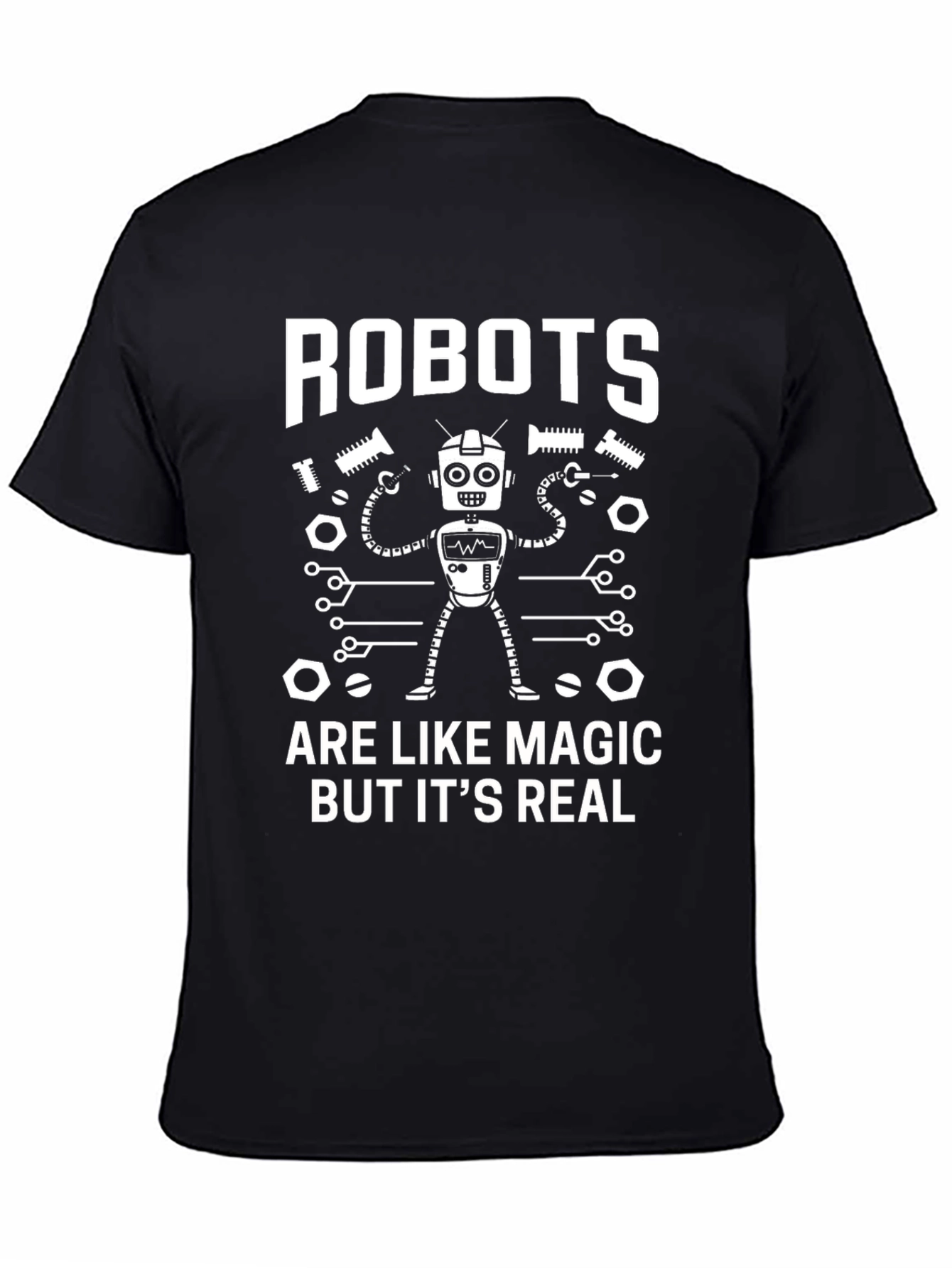 Robots are Like Magic T-Shirt - Black Cotton Blend Tee
