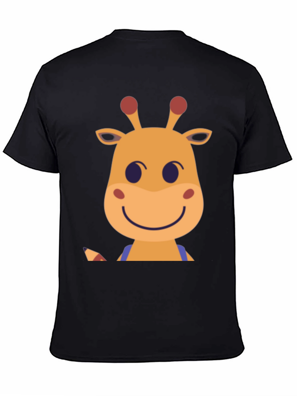 Giraffe Cartoon Graphic Tee - Black