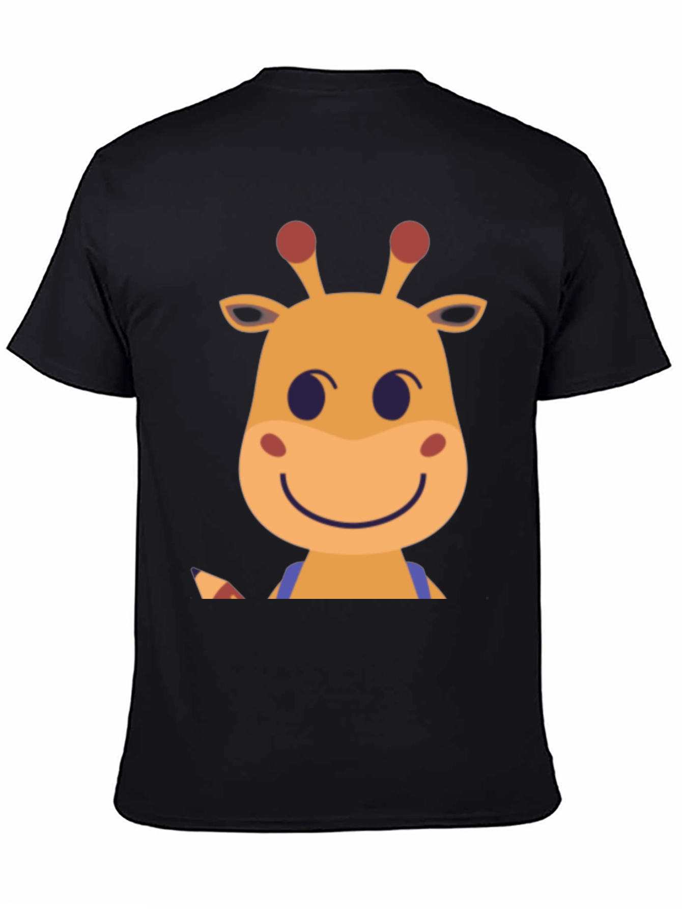 Giraffe Cartoon Graphic Tee - Black