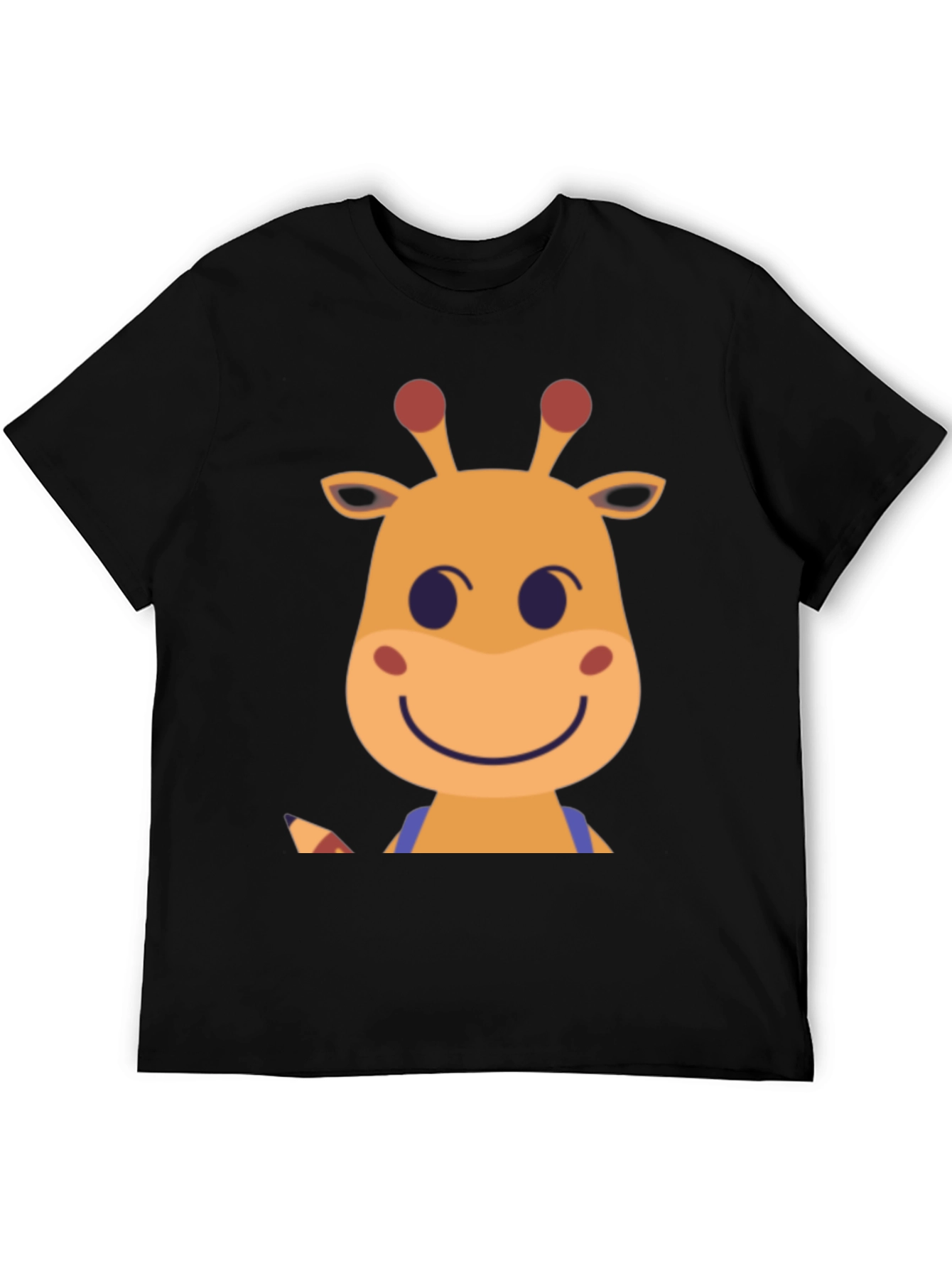 Giraffe Cartoon Graphic Tee - Black