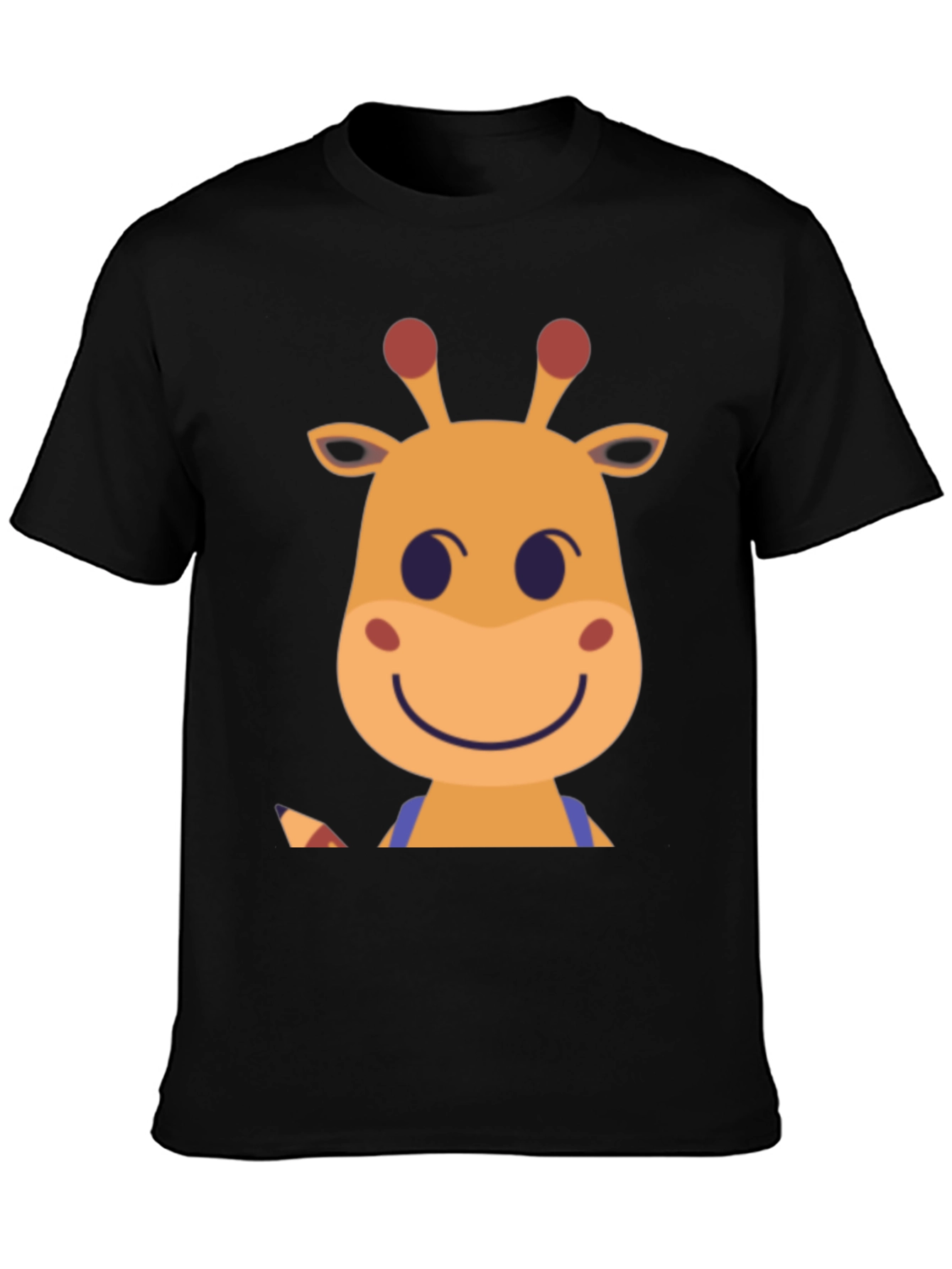 Giraffe Cartoon Graphic Tee - Black