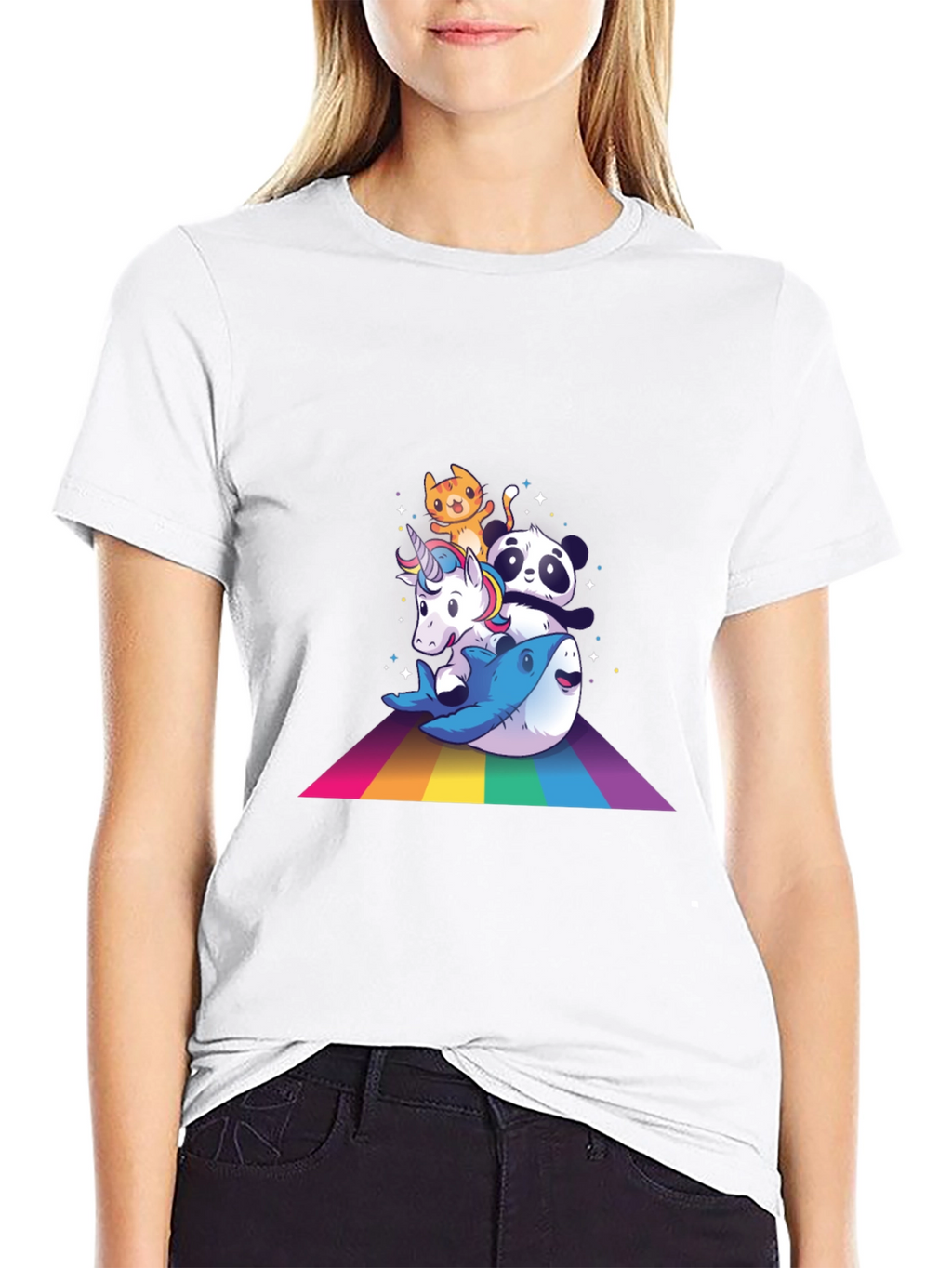 Cute Cartoon Animals Rainbow T-Shirt