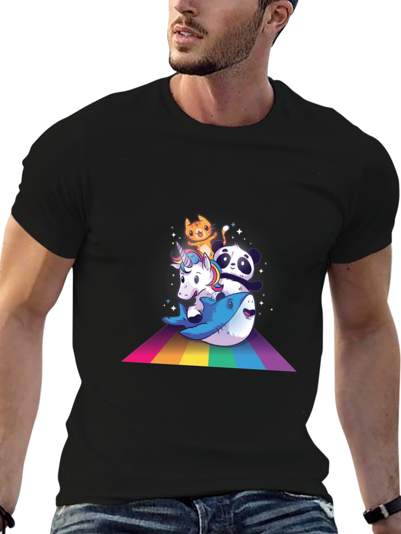 Cute Cartoon Animals Rainbow T-Shirt
