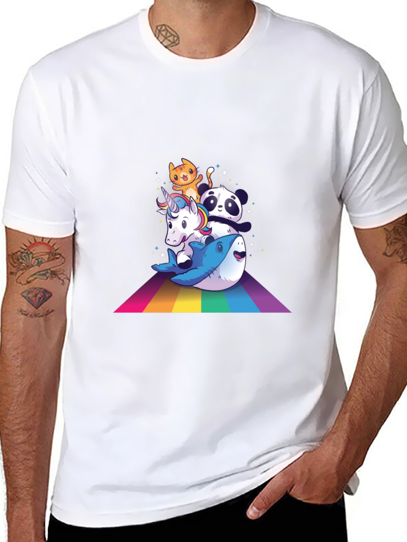 Cute Cartoon Animals Rainbow T-Shirt