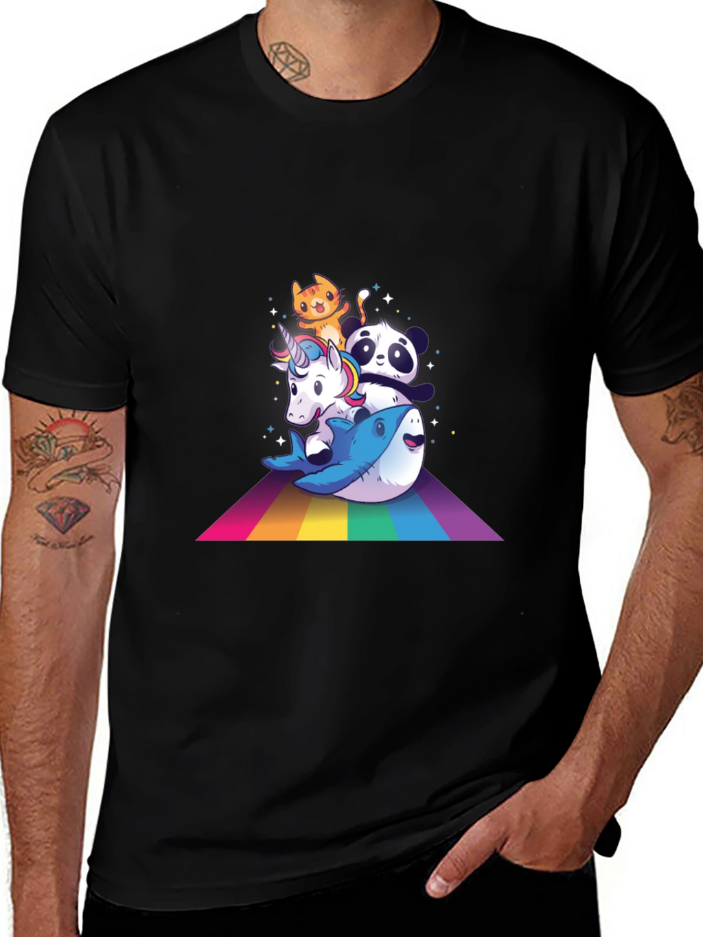 Cute Cartoon Animals Rainbow T-Shirt