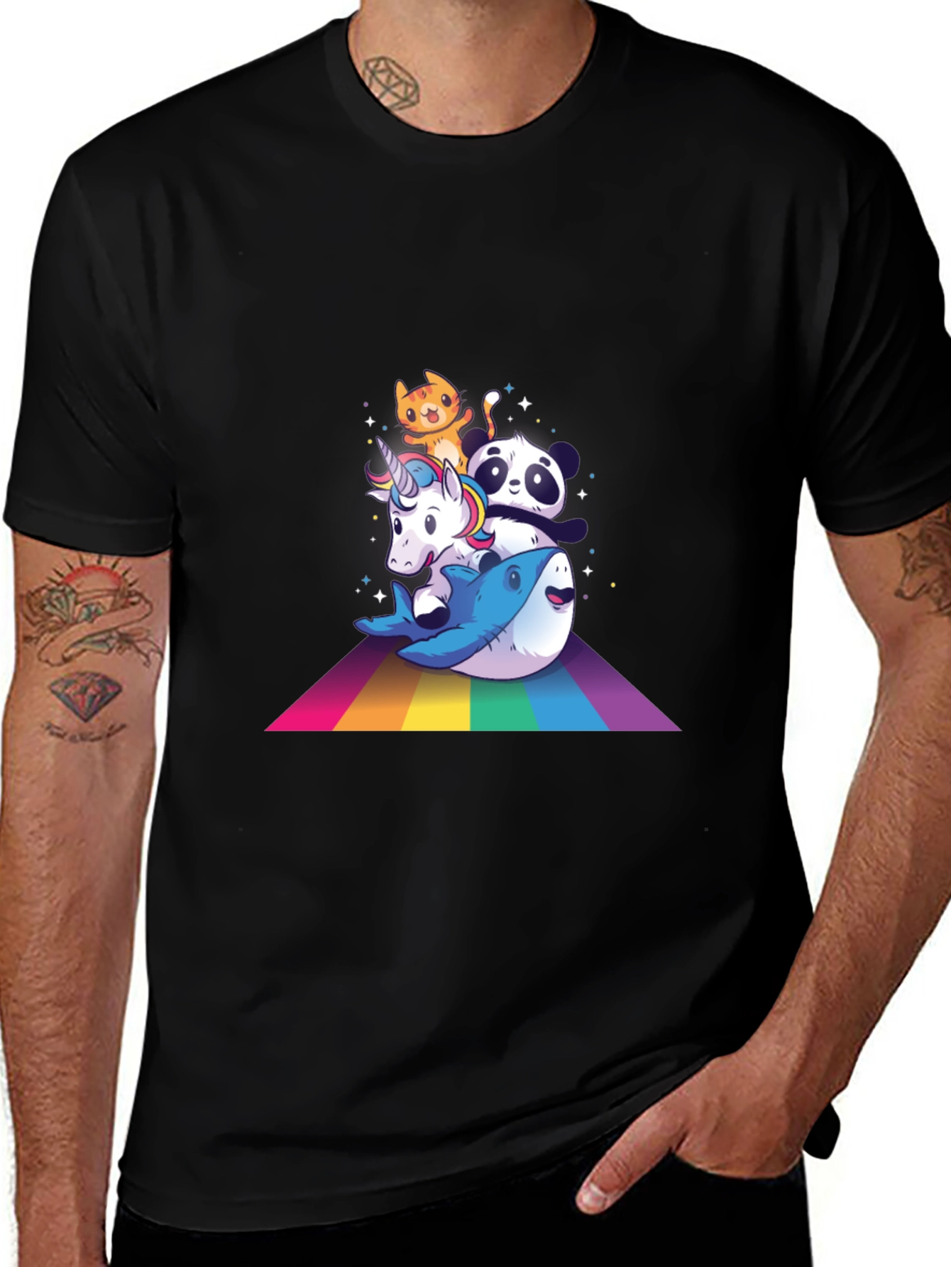 Cute Cartoon Animals Rainbow T-Shirt