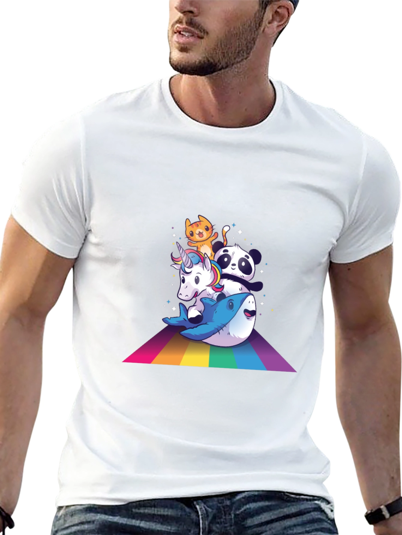 Cute Cartoon Animals Rainbow T-Shirt