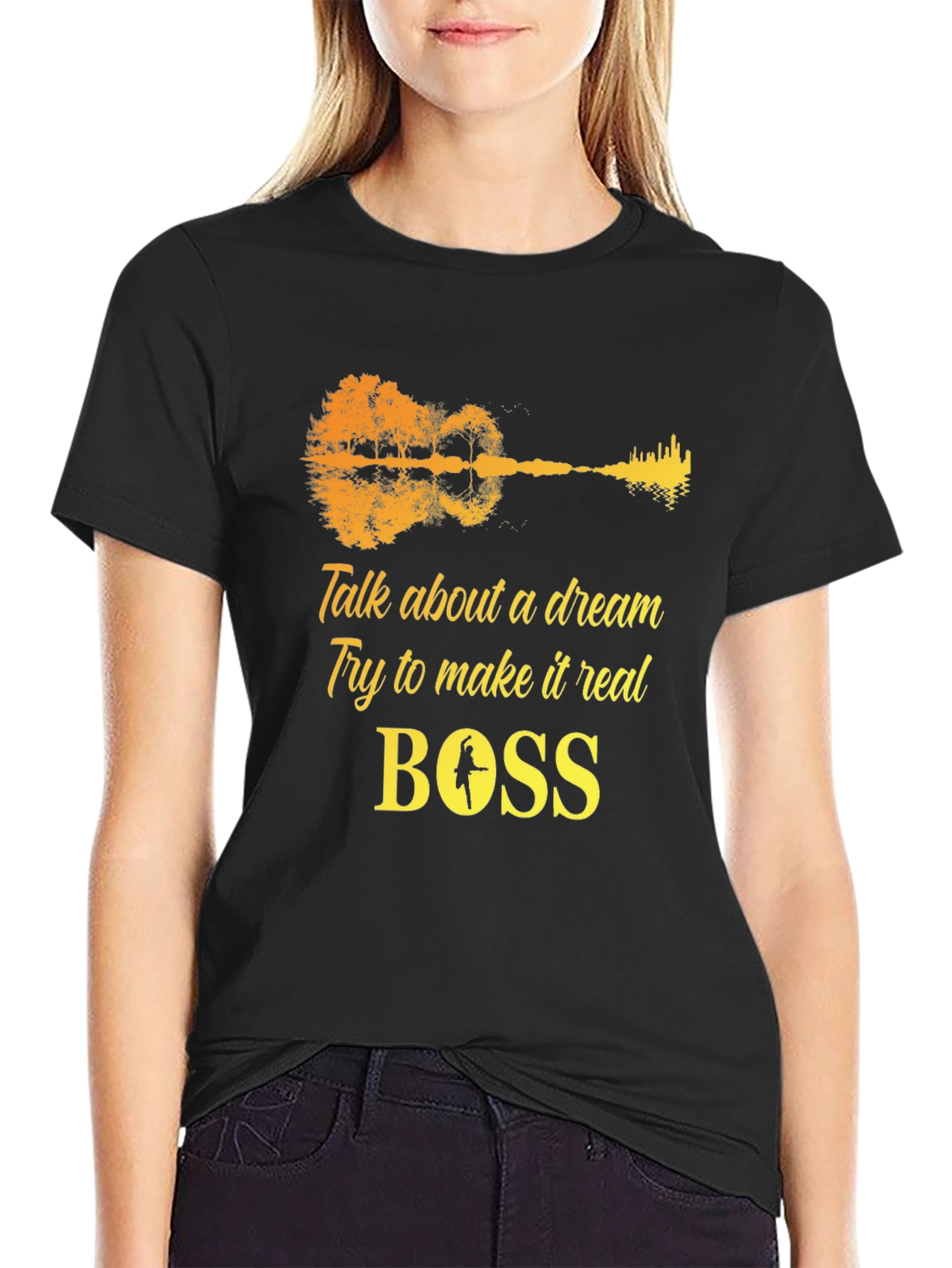 Dream Guitar T-Shirt - Black Cotton Graphic Tee